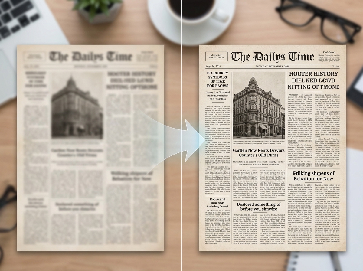 AI automatically unblurring text in document